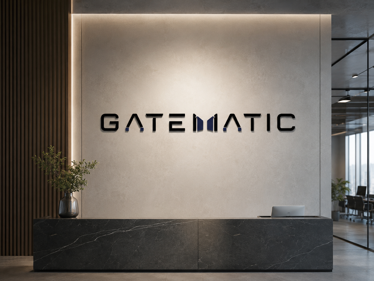 GateMatic reception wall mockup